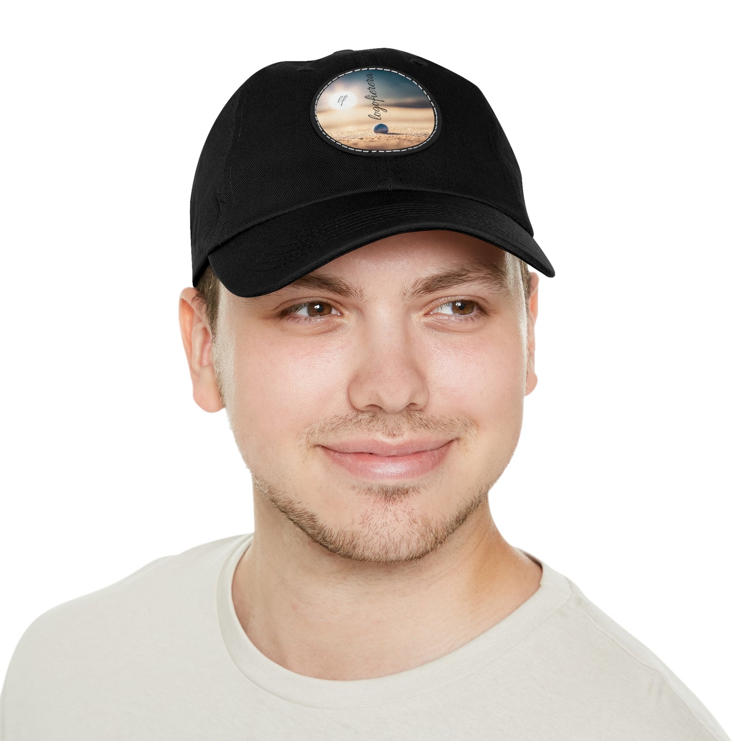 Dad Hat with Leather Patch (Round)